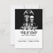 Gotisch skelet paar bloemenbruiloftReactie Kaart (Voorkant)