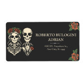 Gotisch skelet paar bruiloft etiket (Voorkant)