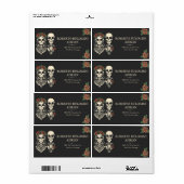 Gotisch skelet paar bruiloft etiket (Full Sheet)