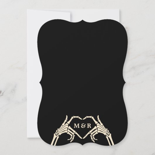 Gotisch skelet paar bruiloft kaart (Achterkant)