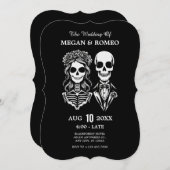 Gotisch skelet paar bruiloft kaart (Voorkant / Achterkant)