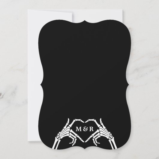 Gotisch skelet paar bruiloft kaart (Achterkant)