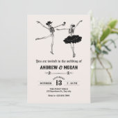 Gotisch skelet paar bruiloft kaart (Staand voorkant)