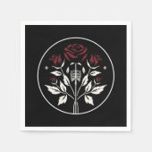 Gotisch Skelet Rib Rozen Zwart Elegant Bruiloft Servet (Voorkant)