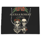 Gotisch skelet rozen koppel bruiloft groot cadeauzakje (Voorkant)