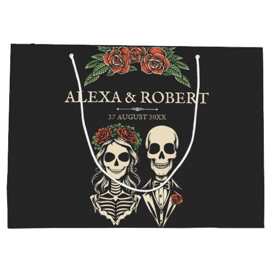 Gotisch skelet rozen koppel bruiloft groot cadeauzakje (Achterkant)