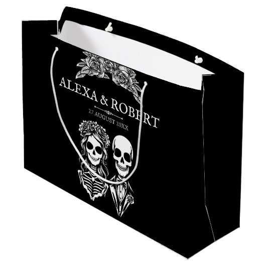 Gotisch skelet rozen koppel bruiloft groot cadeauzakje (Achterkant Gekanteld)