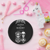 Gotisch skelet rozen koppel bruiloft papieren bordje (Feest)