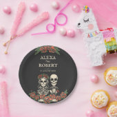 Gotisch skelet rozen koppel bruiloft papieren bordje (Feest)