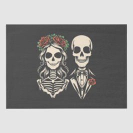 Gotisch skelet rozen koppel bruiloft tissuepapier