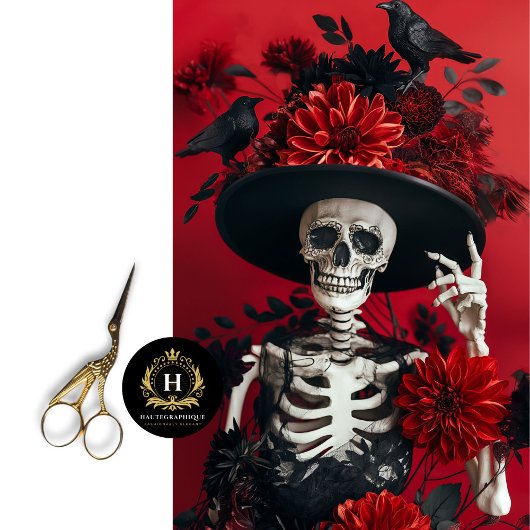 Gotisch skelet schedel decoupage tissuepapier