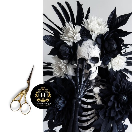 Gotisch skelet schedel decoupage tissuepapier