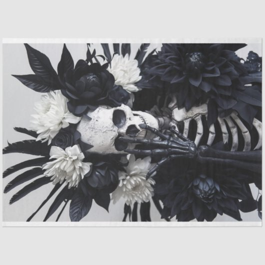 Gotisch skelet schedel decoupage tissuepapier (Voorkant)