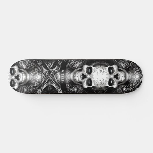 Gotisch Skelet Schedel Zwart & Wit Persoonlijk Skateboard (Horizontaal)