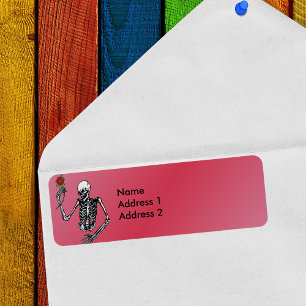 Gotisch Skelet Single Red Rose Retouradres Etiket