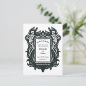 Gotisch skelet tot de dood doen ons deel de datum aankondigingskaart (Staand voorkant)