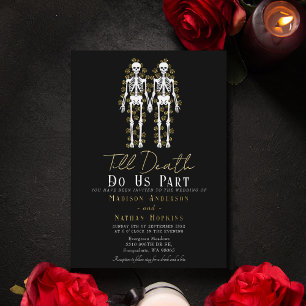 Gotisch Skelet Tot Dood Bruiloft Folie Uitnodiging