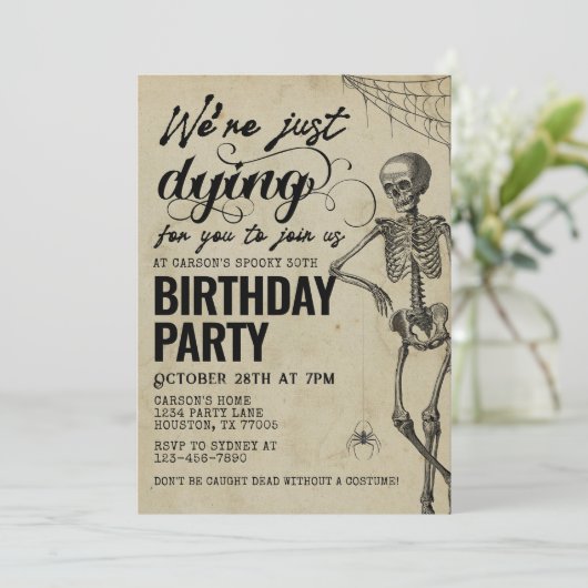  gotisch skelet volwassen Halloween-verjaardag Kaart (Staand voorkant)