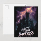 Gotisch spookkasteel onder onweer met tekst briefkaart (Voorkant / Achterkant)