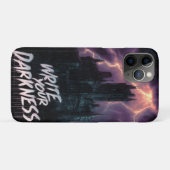 Gotisch spookkasteel onder onweer met tekst Case-Mate iPhone case (Achterkant (horizontaal))