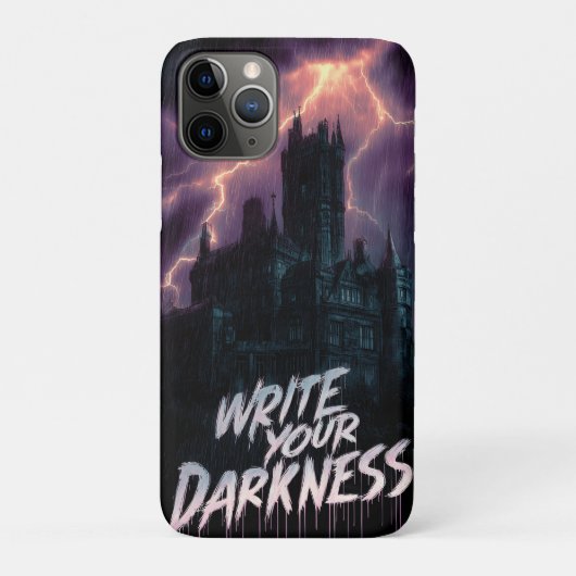 Gotisch spookkasteel onder onweer met tekst Case-Mate iPhone case (Achterkant)