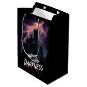 Gotisch spookkasteel onder onweer met tekst medium cadeauzakje (Achterkant Gekanteld)