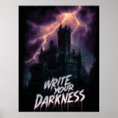 Gotisch spookkasteel onder onweer met tekst poster (Voorkant)