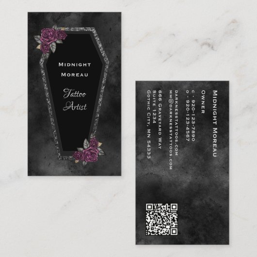 Gotisch Tattoo Artiest QR Code Visitekaartje (Voorkant / Achterkant)
