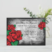 Gotisch Tattoo Rozen op Damasachtergrond Uitnodige Kaart (Staand voorkant)
