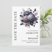 Gotisch thema Hydrangea bloemenbruiloft Save The Date (Staand voorkant)