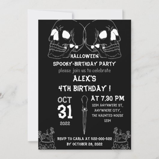 gotisch thema , uitnodiging voor halloween verjaar (Voorkant)