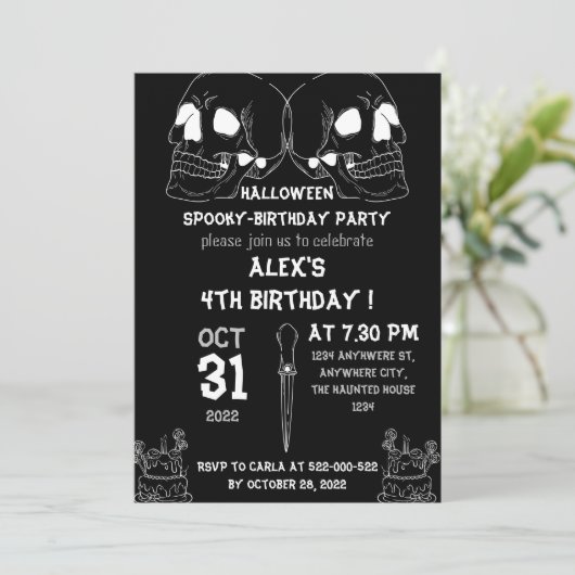gotisch thema , uitnodiging voor halloween verjaar (Staand voorkant)