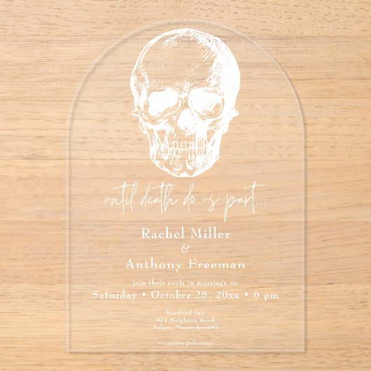 Gotisch tot de dood Skull Arch bruiloft Acryl Uitnodigingen (Voorkant)