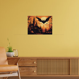 Gotisch vampierenkasteel onder de volle maan poster