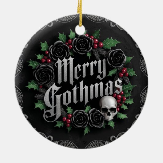 Gotisch Victoriaans kerstontwerp - Dark Elegance Keramisch Ornament (Achterkant)