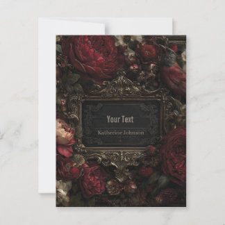 Gotisch Victoriaans Lijst met donkerrode rozen Briefkaart