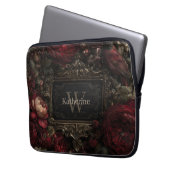 Gotisch Victoriaans Lijst met donkerrode rozen Laptop Sleeve (Voorkant Links)
