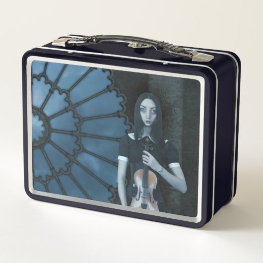 Gotisch Victoriaans meisje met viool Dark Fantasy (Achterkant)