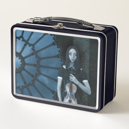 Gotisch Victoriaans meisje met viool Dark Fantasy (Voorkant)