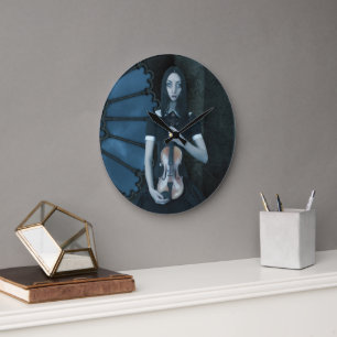 Gotisch Victoriaans meisje met viool Dark Fantasy Grote Klok