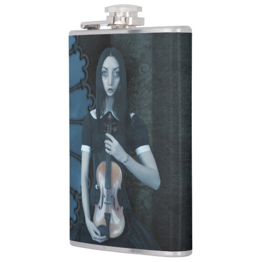 Gotisch Victoriaans meisje met viool Dark Fantasy Heupfles (Links)