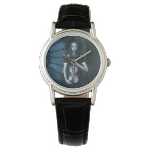 Gotisch Victoriaans meisje met viool Dark Fantasy Horloge