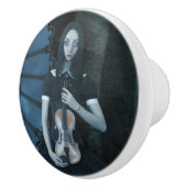 Gotisch Victoriaans meisje met viool Dark Fantasy Keramische Knop (Rechts)