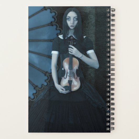Gotisch Victoriaans meisje met viool Dark Fantasy Planner (Achterkant)