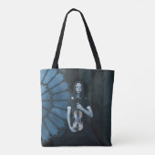 Gotisch Victoriaans meisje met viool Dark Fantasy Tote Bag (Achterkant)