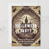 Gotisch Victoriaans spookhuis Halloween Party Kaart (Voorkant)
