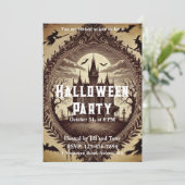 Gotisch Victoriaans spookhuis Halloween Party Kaart (Staand voorkant)
