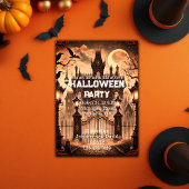 Gotisch Victoriaans spookhuis Halloween Party Kaart