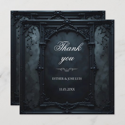 Gotisch vierkant frame bedankkaart (Voorkant / Achterkant)