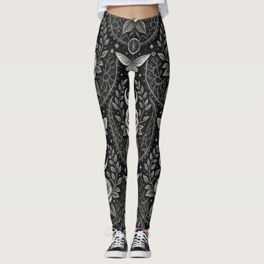 Gotisch Vlinder Bloemmotief (1) Leggings (Voorkant)